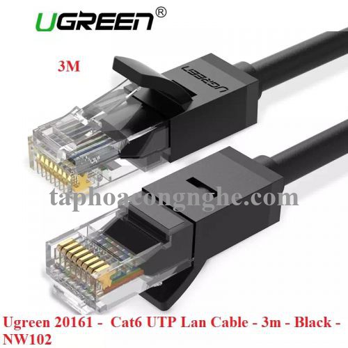 Ugreen 20161 3M màu Đen Cáp mạng LAN CAT6 UTP NW102 30020161
